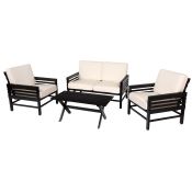 Graphic Outdoor Seating Set in black with white cushion