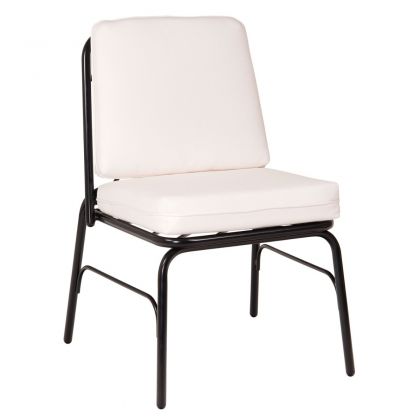 Fairy Tale Outdoor Dining Side Chair in Black with white cushion