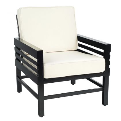 Graphic Outdoor Lounge Chair in black with white cushion