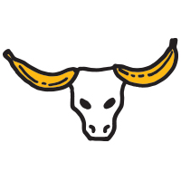 cow skull with banana horns